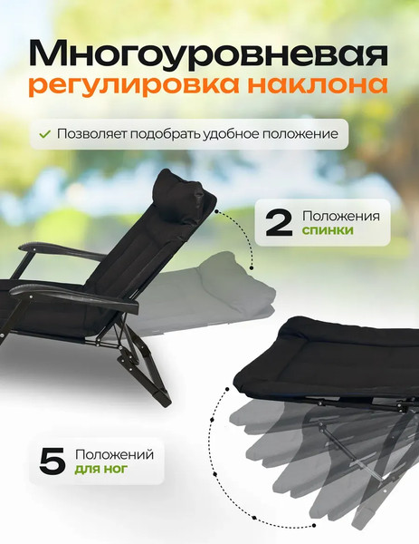 Изображение товара Складной шезлонг ISMA ISMA-FG-HY-8000BK (62320)