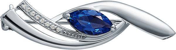 Изображение товара Брошь из белого золота Кристалл CN59100226773 (с сапфиром и фианитом)