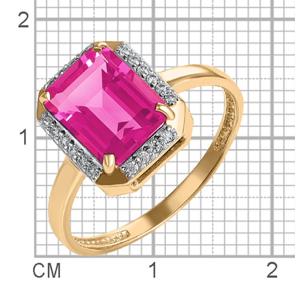 Изображение товара Кольцо из розового золота Кристалл CP06500226773 (р.17, с рубином и фианитом)