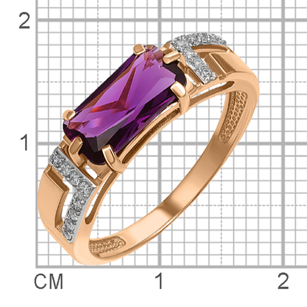 Изображение товара Кольцо из розового золота Кристалл CP99900226773 (р.16.5, с аметисом и фианитом)