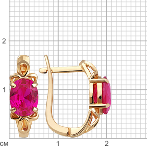 Изображение товара Серьги из розового золота Кристалл CM73600226773 (с рубином)