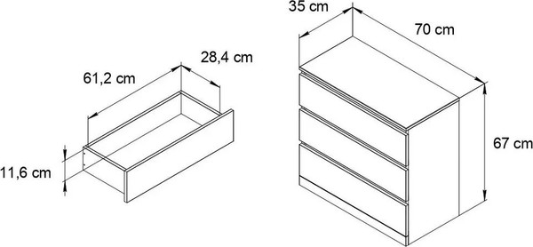 Изображение товара Комод Dipriz Марм 3 ящика / Д.20077.1 (серая шиншилла)