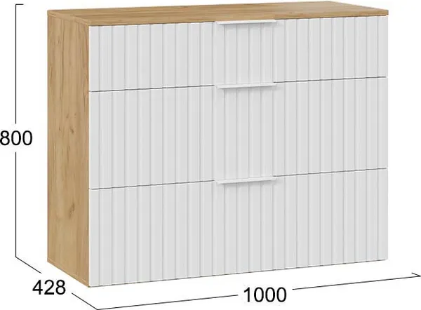 Изображение товара Секция в прихожую ТриЯ Хилтон №3 / 251047 (дуб крафт золотой/белый матовый)