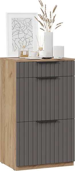 Изображение товара Секция в прихожую ТриЯ Хилтон №5 / 251070 (дуб крафт золотой/графит матовый)