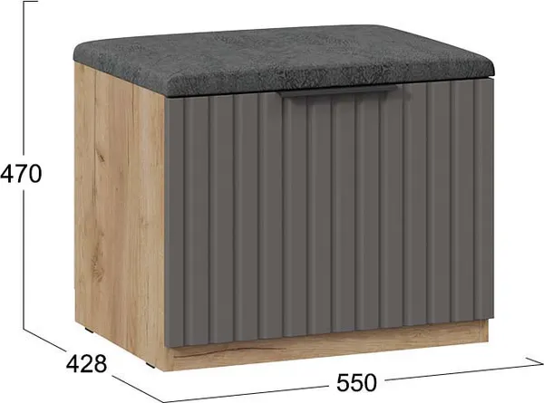 Изображение товара Секция в прихожую ТриЯ Хилтон №8 / 251076 (дуб крафт золотой/графит матовый)