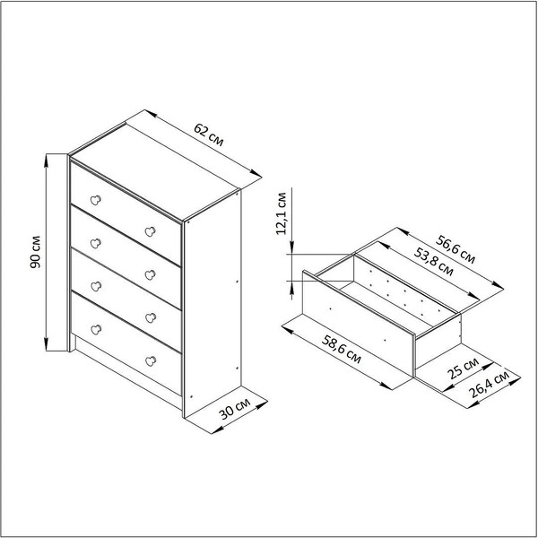 Изображение товара Комод Dipriz Раст 4 ящика с перегородками / Д.2315.1 (зеленый pantone 5497)