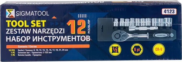 Изображение товара Набор головок слесарных Sigmatool 4123 (61 275)