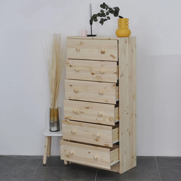 Изображение товара Комод Dipriz Раст 6 ящиков высокий с перегородками / Д.20060.7 (без отделки)