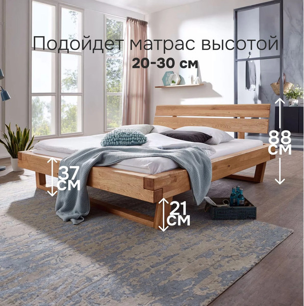 Изображение товара Двуспальная кровать Dipriz BE-0592 180-200 / Д.83153.1 (дуб масло)