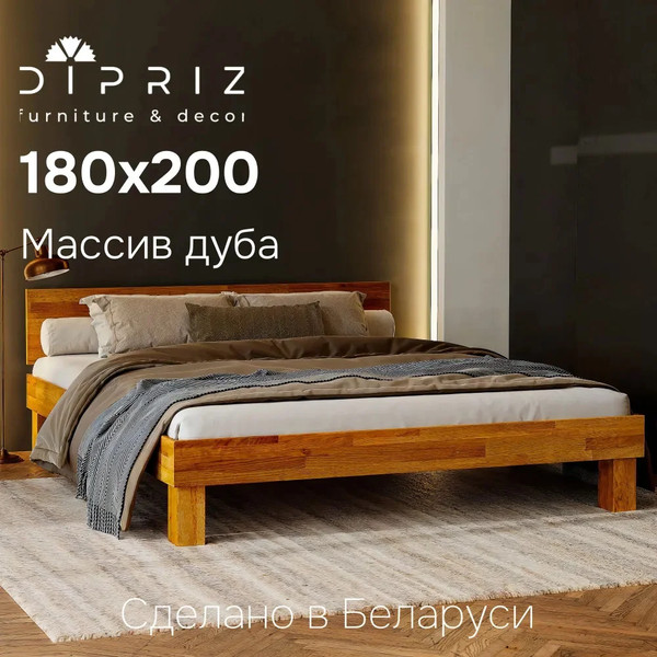 Изображение товара Двуспальная кровать Dipriz Buona Vita 180х200 / Д.83140.1 (дуб/лак УФ)