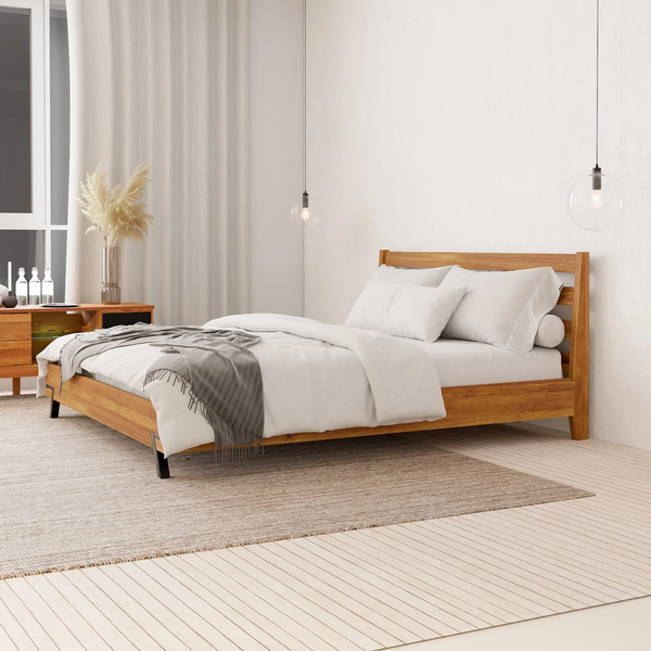 Изображение товара Двуспальная кровать Dipriz Flevers 180 / Д.83180.1 (дуб/c элементами металла/натур с настилом)