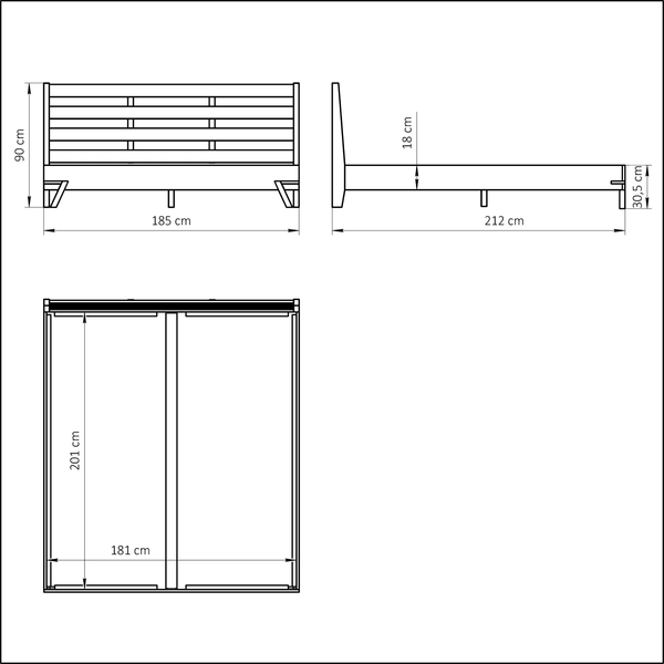 Изображение товара Двуспальная кровать Dipriz Flevers 180 / Д.83180.1 (дуб/c элементами металла/натур с настилом)