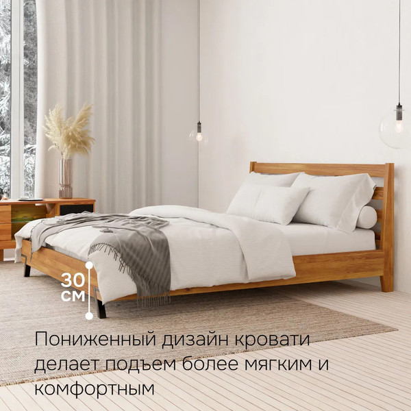 Изображение товара Двуспальная кровать Dipriz Flevers 200 / Д.83181.1 (дуб/c элементами металла/натур с настилом)