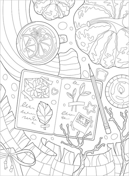 Изображение товара Раскраска-антистресс Эксмо Раскраска хюгге. Добавь красок счастливым моментам (Яляева Мария)