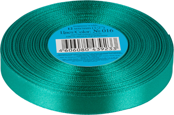Изображение товара Лента декоративная Фирма Гамма 12мм (1/2") 33м №016 (изумруд)