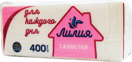 Изображение товара Бумажные салфетки Лилия 24x24см 1 слой (400шт)