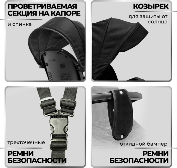 Изображение товара Трехколесный велосипед с ручкой Bubago Dragon / BG 161-4 (черный)