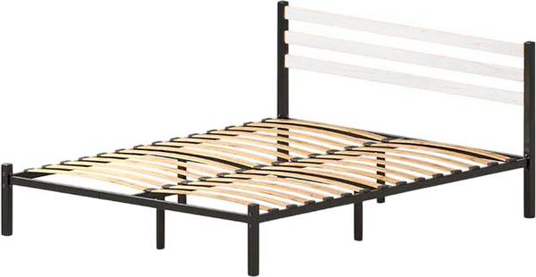 Изображение товара Двуспальная кровать Домаклево Сталь 180x200 (черный/белый)
