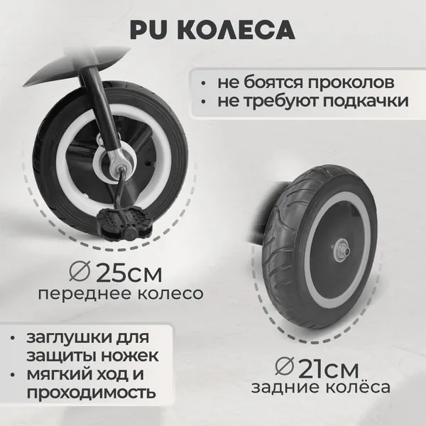 Изображение товара Трехколесный велосипед с ручкой Bubago Dragon / BG 161-3 (темно-серый)
