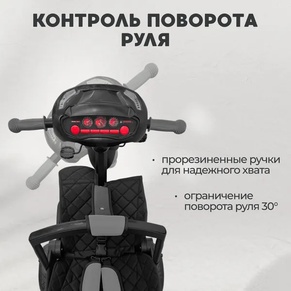 Изображение товара Трехколесный велосипед с ручкой Bubago Dragon / BG 161-3 (темно-серый)