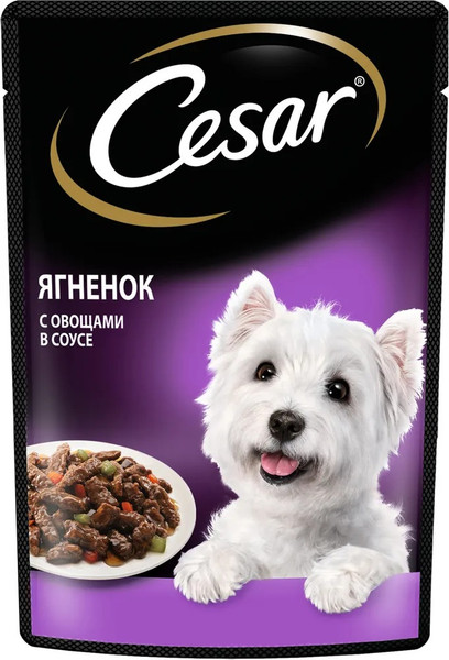 Изображение товара Влажный корм для собак Cesar Ягненок и овощи в соусе (85г)