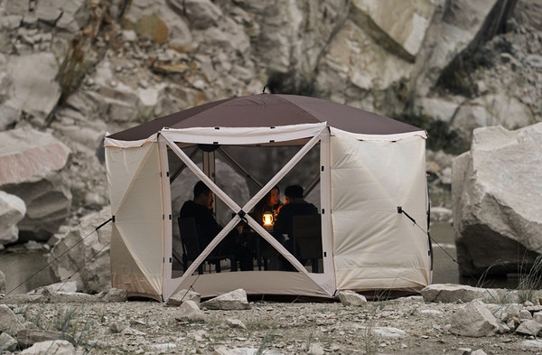 Изображение товара Туристический шатер Wild Land Hub screen house 600 / 920003-0004-0024.SET (коричнево-бежевый, со стенками)