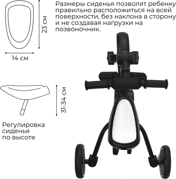 Изображение товара Трехколесный велосипед с ручкой Bubago Flint / BG-FPY-109-10 (черный/белый)