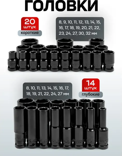 Изображение товара Набор головок слесарных Everforce EF-4359MPB (62296)