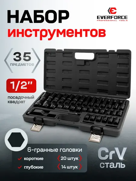 Изображение товара Набор головок слесарных Everforce EF-4359MPB (62296)