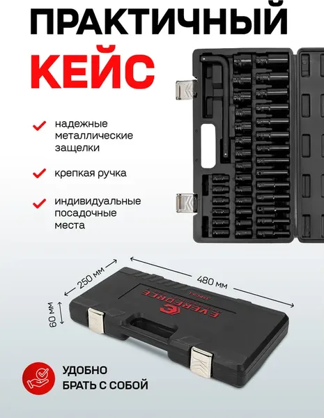 Изображение товара Набор головок слесарных Everforce EF-4359MPB (62296)