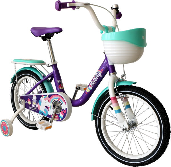 Изображение товара Детский велосипед Tech Team Melody 14 / NN013858 (фиолетовый/бирюзовый, разобранный, в коробке)