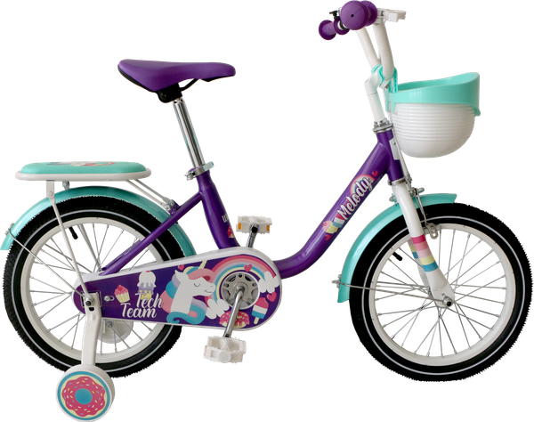 Изображение товара Детский велосипед Tech Team Melody 14 / NN013858 (фиолетовый/бирюзовый, разобранный, в коробке)