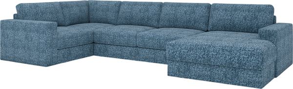 Изображение товара Диван П-образный Rivalli Дискавери + оттоманка правая + угловая секция + кресло секц. (Katrin azure)