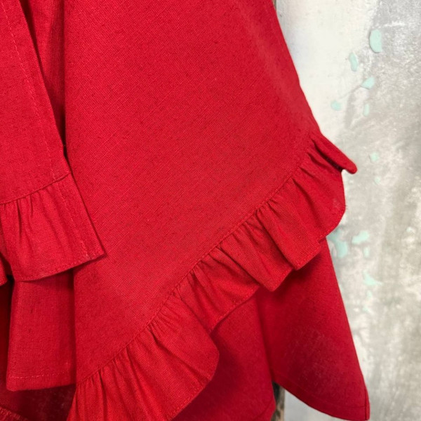 Изображение товара Набор полотенец ОМурМебель Хозяйственные с рюшами 45x70см (3шт, красный)