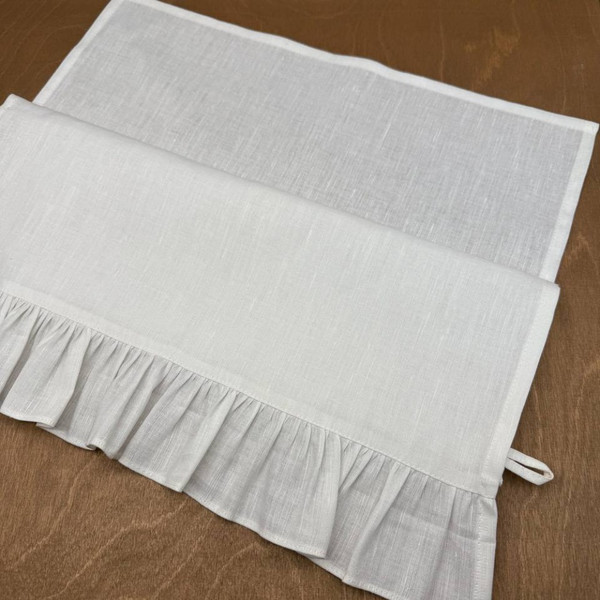 Изображение товара Набор полотенец ОМурМебель Хозяйственные с рюшами 45x70см (3шт, белый)