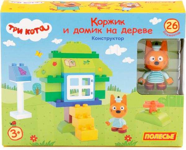 Изображение товара Конструктор Полесье Макси Три кота. Коржик и домик на дереве / 77216 (26эл)