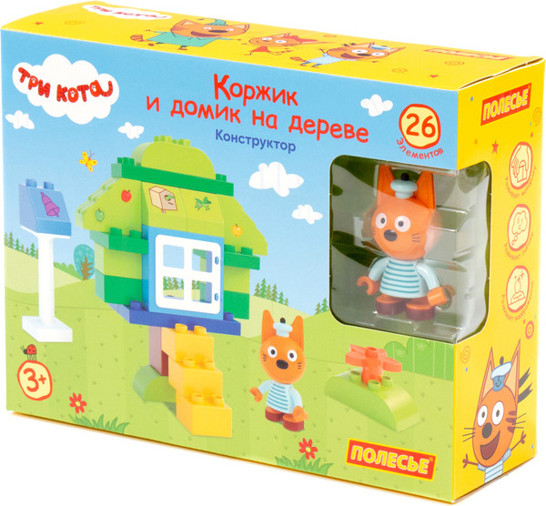 Изображение товара Конструктор Полесье Макси Три кота. Коржик и домик на дереве / 77216 (26эл)
