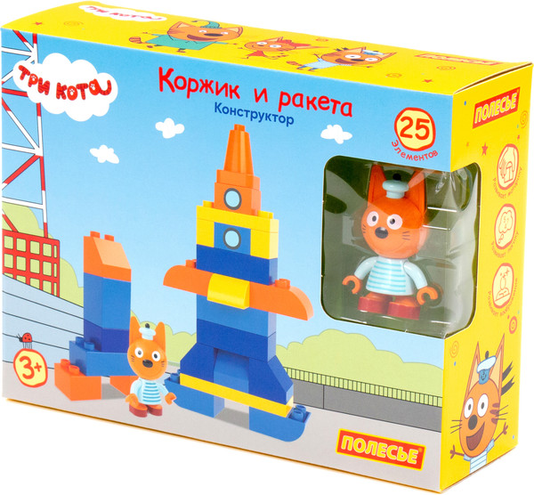 Изображение товара Конструктор Полесье Макси Три кота. Коржик и ракета / 77223 (25эл)