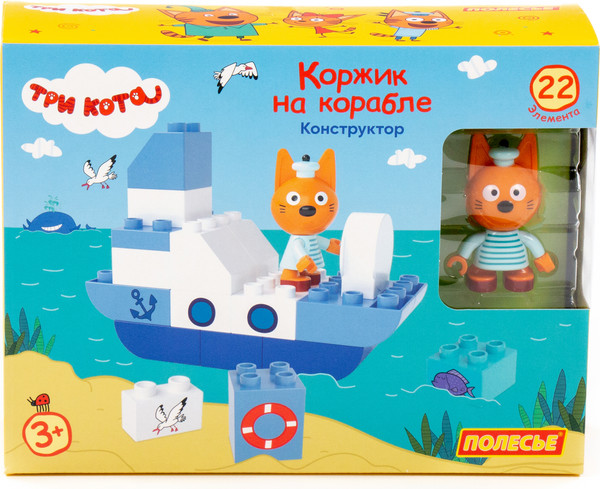 Изображение товара Конструктор Полесье Макси Три кота. Коржик на корабле / 77230 (22эл)