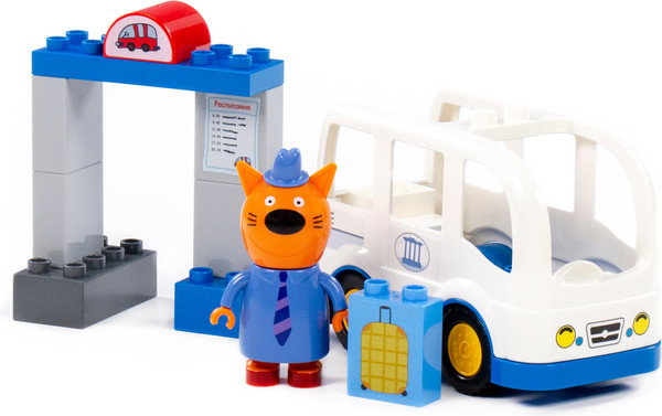 Изображение товара Конструктор Полесье Макси Три кота. Папа и автобус / 77278 (12эл)