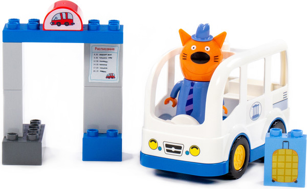 Изображение товара Конструктор Полесье Макси Три кота. Папа и автобус / 77278 (12эл)