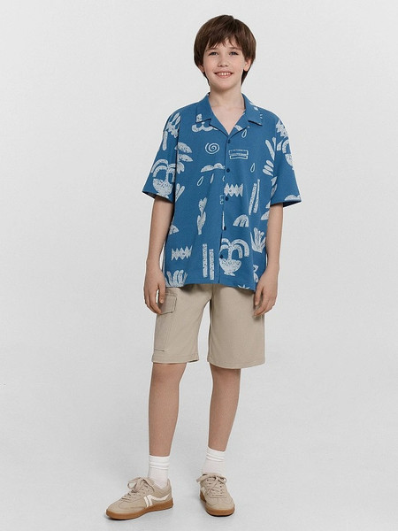 Изображение товара Рубашка детская Mark Formelle 113445 (р.134-68, узоры на пепельно-синем)