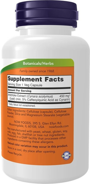 Изображение товара Пищевая добавка NOW Foods Artichoke Extract 450mg (90капсул)