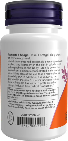 Изображение товара Пищевая добавка NOW Foods Lutein 10mg (60капсул)