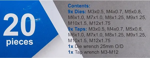 Изображение товара Резьбонарезной набор Scheppach Sch-M020-1 (64905)