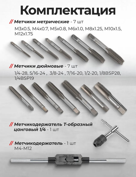 Изображение товара Резьбонарезной набор JBC M033-3 (64875)