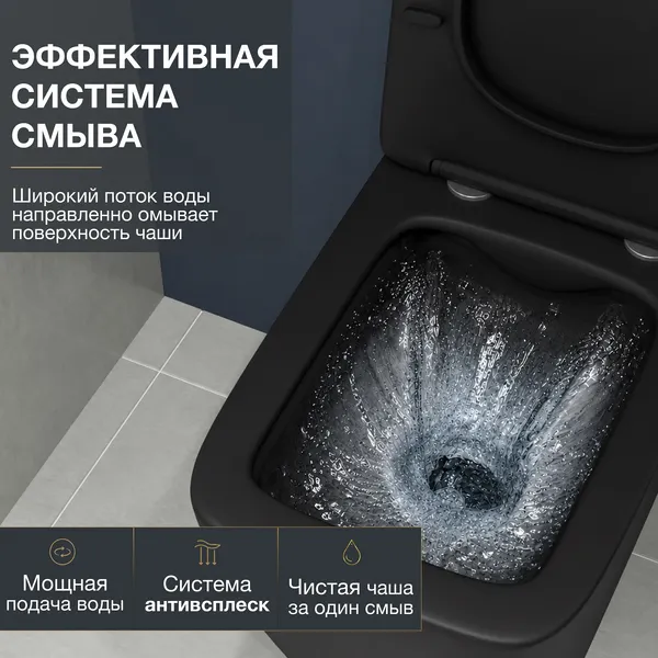 Изображение товара Унитаз подвесной Lauter Magdeburg с жестким сиденьем Soft Close / 21103EC (черный матовый, скрытое крепление)