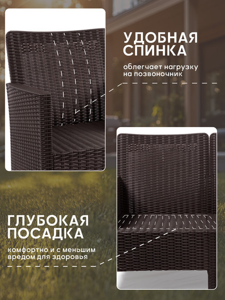Изображение товара Диван садовый ВПМ Ротанг 2-х местный / 6199037 (темно-коричневый)