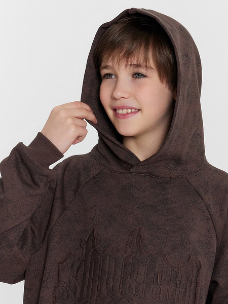 Изображение товара Худи детское Mark Formelle 123418 (р.104-56, коричневый acid wash/574-D-1 вышивка))