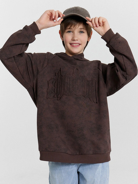 Изображение товара Худи детское Mark Formelle 123418 (р.104-56, коричневый acid wash/574-D-1 вышивка))
